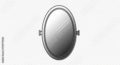 Elegant oval mirror with a silver frame for interior design and beauty concepts