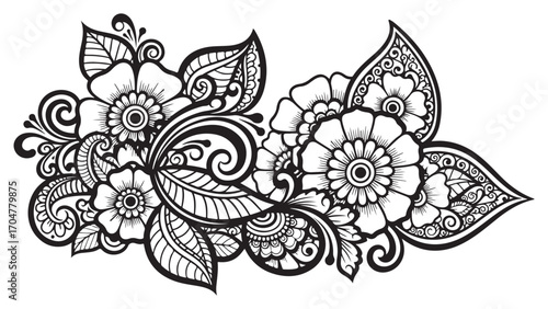 Intricate Ornamental Floral Design in Henna Style