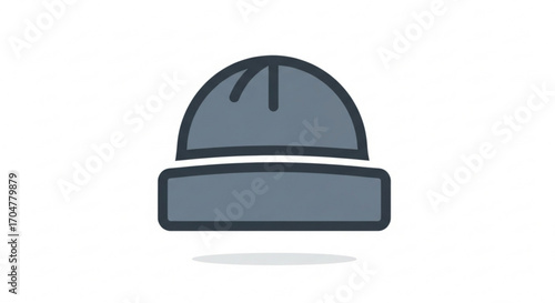 Illustration of a gray beanie hat with a thick brim for winter fashion needs