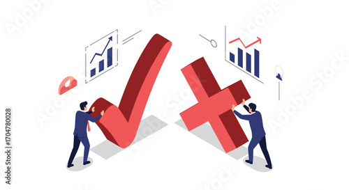 Visualizing the comparison between positive and negative business outcomes on charts.