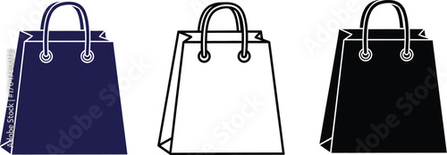 Three versatile shopping bags in different colors, perfect for retail and commerce.