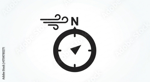Wind direction indicator with compass, a symbol of weather forecast and navigation
