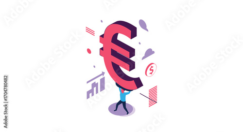 Financial growth and economic success represented by a person holding a euro symbol.