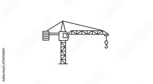 Construction crane outline, vector illustration for building and industrial projects