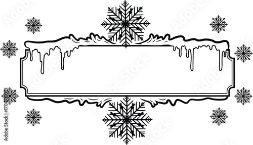 Elegant winter frame with snowflakes and icicles, perfect for holiday greetings or seasonal designs