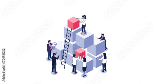 A team collaborates building a complex structure together with teamwork and strategy.