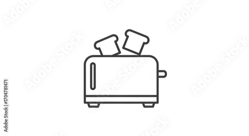 Toaster with bread slices, a kitchen appliance for making toast, a simple line drawing