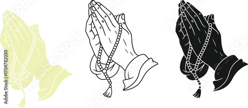 Hands in prayer with rosary beads, symbolizing faith and devotion