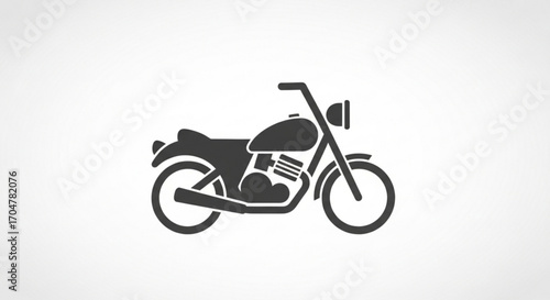 Illustration of a motorcycle, a twowheeled motor vehicle, in black and white
