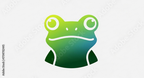 A charming frog head illustration, , showcasing a vibrant green gradient and playful design