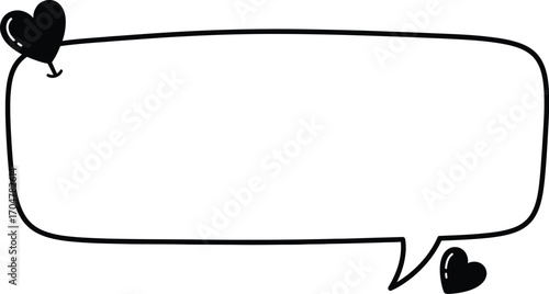 Hand drawn speech bubble with hearts, perfect for expressing love and messages.
