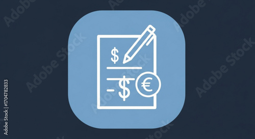 A financial document illustration with currency symbols, perfect for accounting, finance, and business concepts