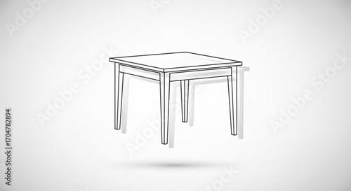 Illustration of a simple square wooden table with four legs, showcasing a minimalist design
