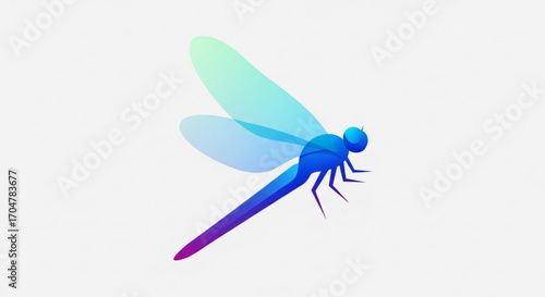 A vibrant blue dragonfly gracefully takes flight, its delicate wings shimmering with iridescent hues