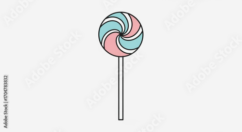 Pastel lollipop, featuring a sweet candy swirl design on a stick for confectionery