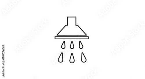 Illustration of a shower head with water droplets for a bathroom or plumbing concept