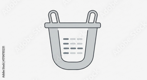 Gray laundry basket with handles is ready to hold dirty clothes for washing and cleaning