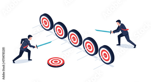 Business competition and strategic target achievement in a simulated combat scenario.