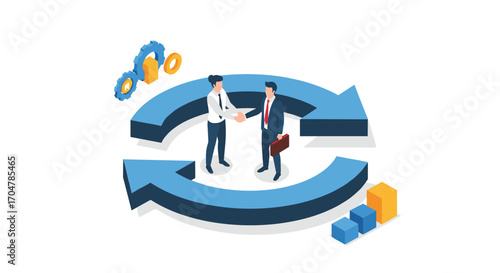 The exchange of value and cooperation between business partners in a continuous cycle.