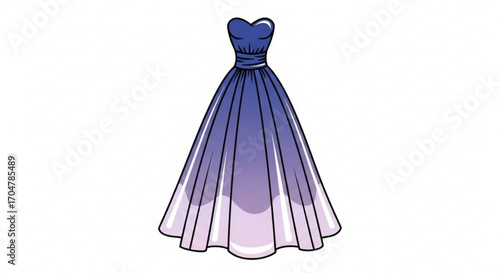 Illustration of a blue dress, an elegant and flowing gown perfect for formal occasions and special events