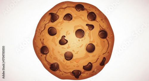 Illustration of a chocolate chip cookie with brown chips