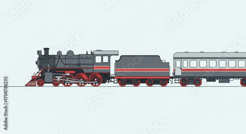 Vintage steam train illustration, a classic and nostalgic design for railway enthusiasts