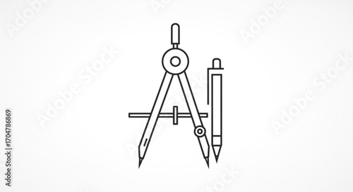 Drawing compass and pencil vector illustration for education and engineering concept