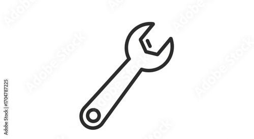 Black and white line drawing of a wrench tool for repair and maintenance