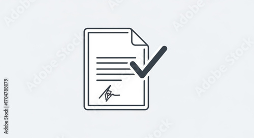 Outline of a document with a checkmark, ideal for business and legal themes