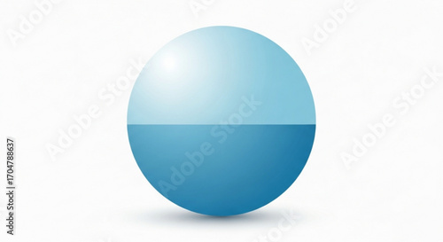 A blue sphere divided in half with a gradient effect, , creating a sense of balance