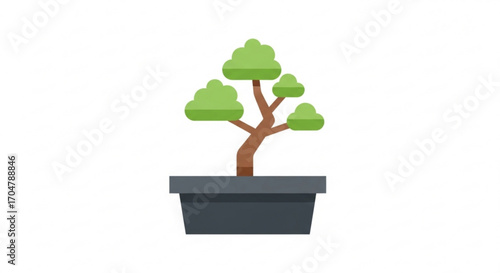 Bonsai tree in pot, a miniature tree in a container, a symbol of harmony, balance, and nature