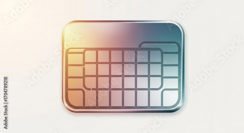 Closeup of a metallic sim card, showcasing its intricate design and technological features