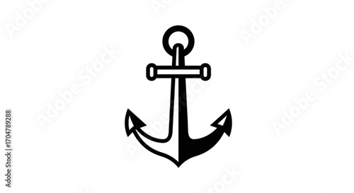 Black and white vector illustration of an anchor, a nautical symbol