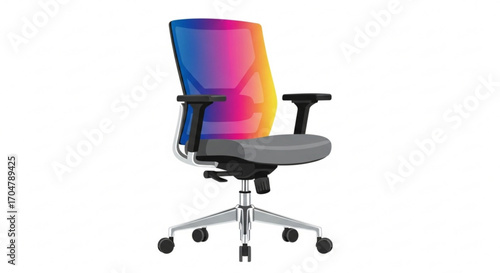Ergonomic office chair with colorful backrest, providing comfort and support for long hours of work