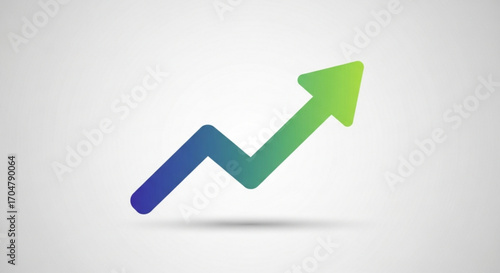 Upward trending arrow on a light gray background, symbolizing growth, progress, and positive business performance