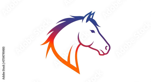 A striking horse head logo design with a vibrant gradient, , perfect for equestrian or branding purposes