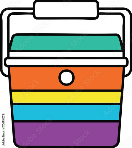 Colorful Cooler Picnic Summer Beach Outdoors Illustration