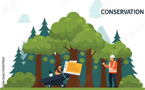 Forest Conservation Biologist and Forester Discuss Tree Planting Plan for Sustainable Ecosystem