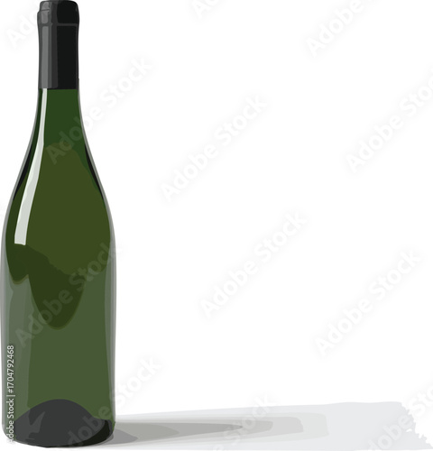 Elegant Green Wine Bottle Isolated on White Background Beverage Concept