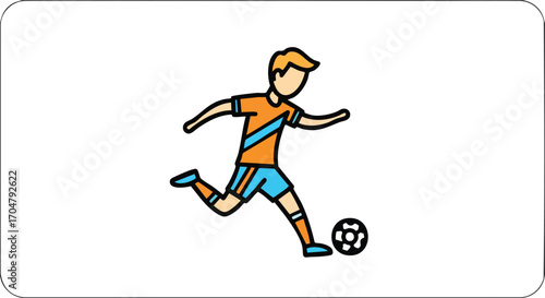 Soccer Player Kicking Ball Icon Illustration Sport Activity Competition Isolated