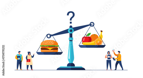 Healthy Food Versus Unhealthy Food Choice on Scales.