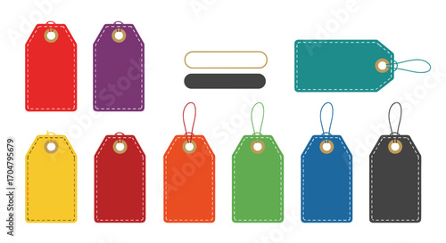 Collection of Colorful Price Tags and Labels for Retail and Marketing.