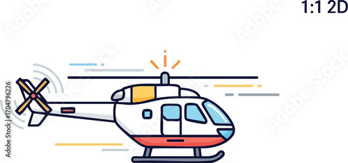 Cartoon Helicopter Flying Illustration Transportation Delivery and Aviation Concept