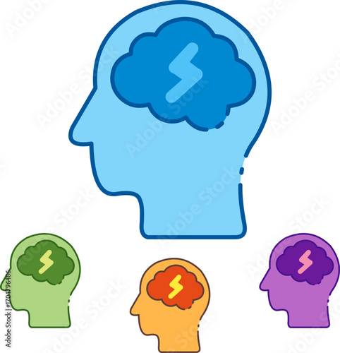 Boost your mental power with this vibrant conceptual art, showcasing creative thinking and innovative ideas, perfect for illustrating brainstorming and problem-solving in business