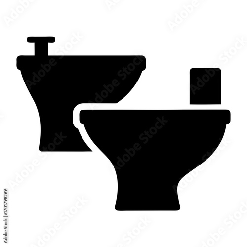 Bidets and toilet bathroom fittings silhouette icon set vector
