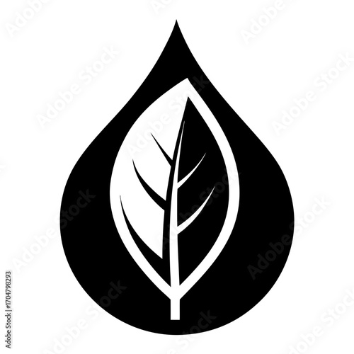 Eco leaf water drop silhouette concept nature symbol vector
