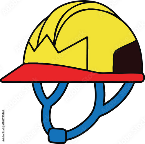 Yellow Hard Hat with Red Visor Safety and Protection Concept