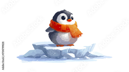 Cute penguin on ice floe
