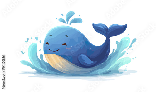 Cute whale splashing in water