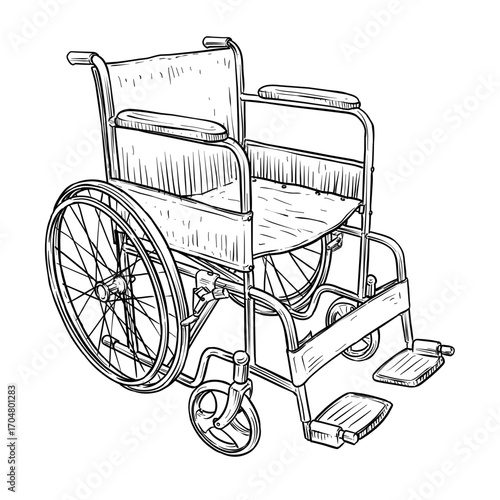 wheelchair vector hand drawn illustration